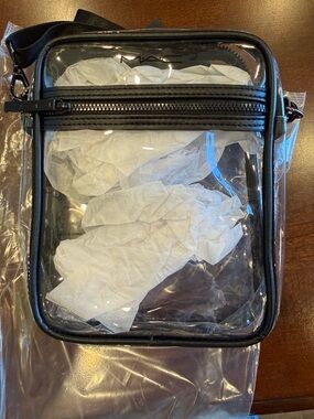 MAC Cosmetics Clear PVC Crossbody Bag with Black Trim